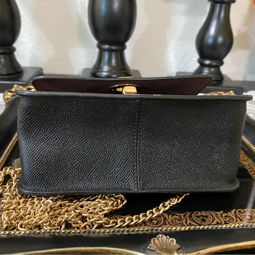 COACH F44964 Bowery Studded Black Crossgrain Leather Turnlock Flap Crossbody - Picture 11 of 14